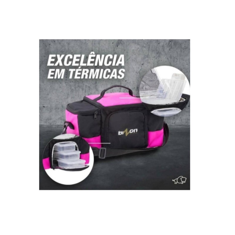 Bolsa Térmica Padrão (Preto com Rosa)