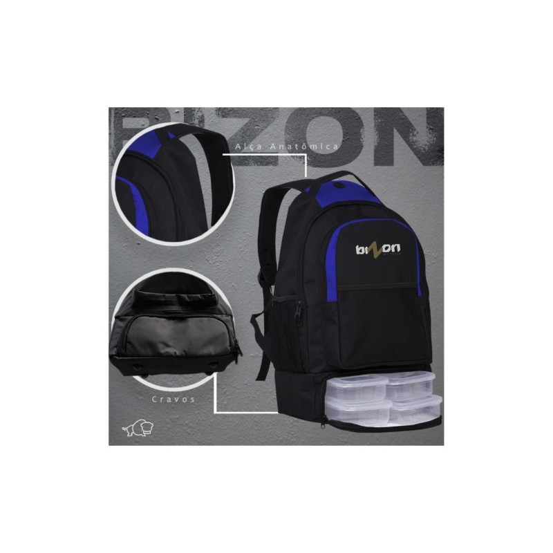 Mochila Térmica Fitness (Preto com Azul Royal)